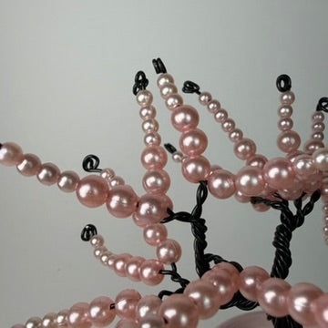 Lebensbaum Perlenbäumchen Bonsai Dekoration mit rosa Perlen handgemacht
