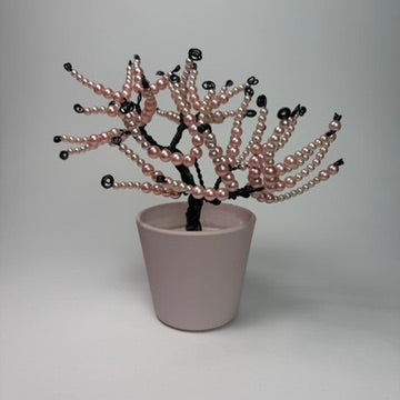 Lebensbaum Perlenbäumchen Bonsai Dekoration mit rosa Perlen handgemacht