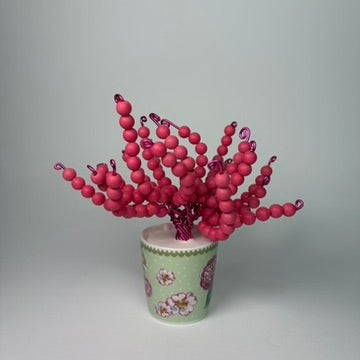 Lebensbaum Perlenbäumchen Bonsai Dekoration mit pinken Perlen handgemacht