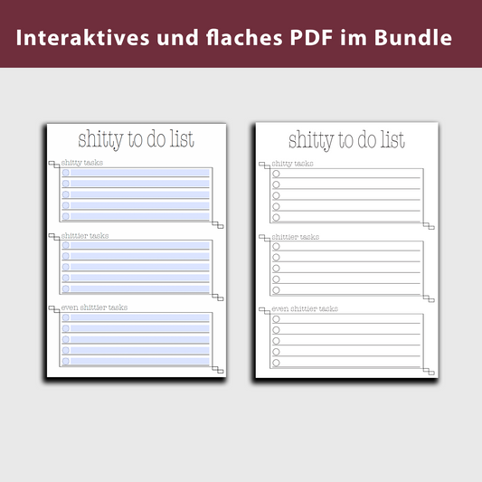 Digitales Produkt Lustige To-Do-Liste "Shitty to do list" English