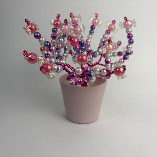 Lebensbaum Perlenbäumchen Candy Bonsai Dekoration mit pinken Perlen handgemacht
